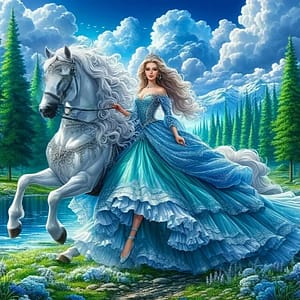 Princesse et cheval blanc