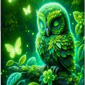 Hibou papillons verts