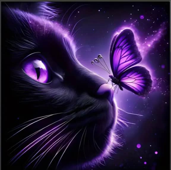 Chat papillon violet