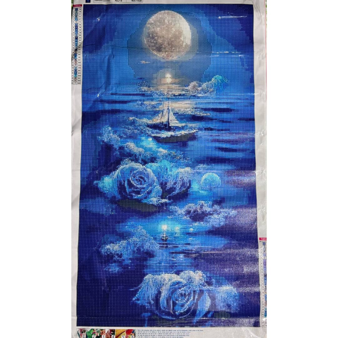 Mer roses bleues lune