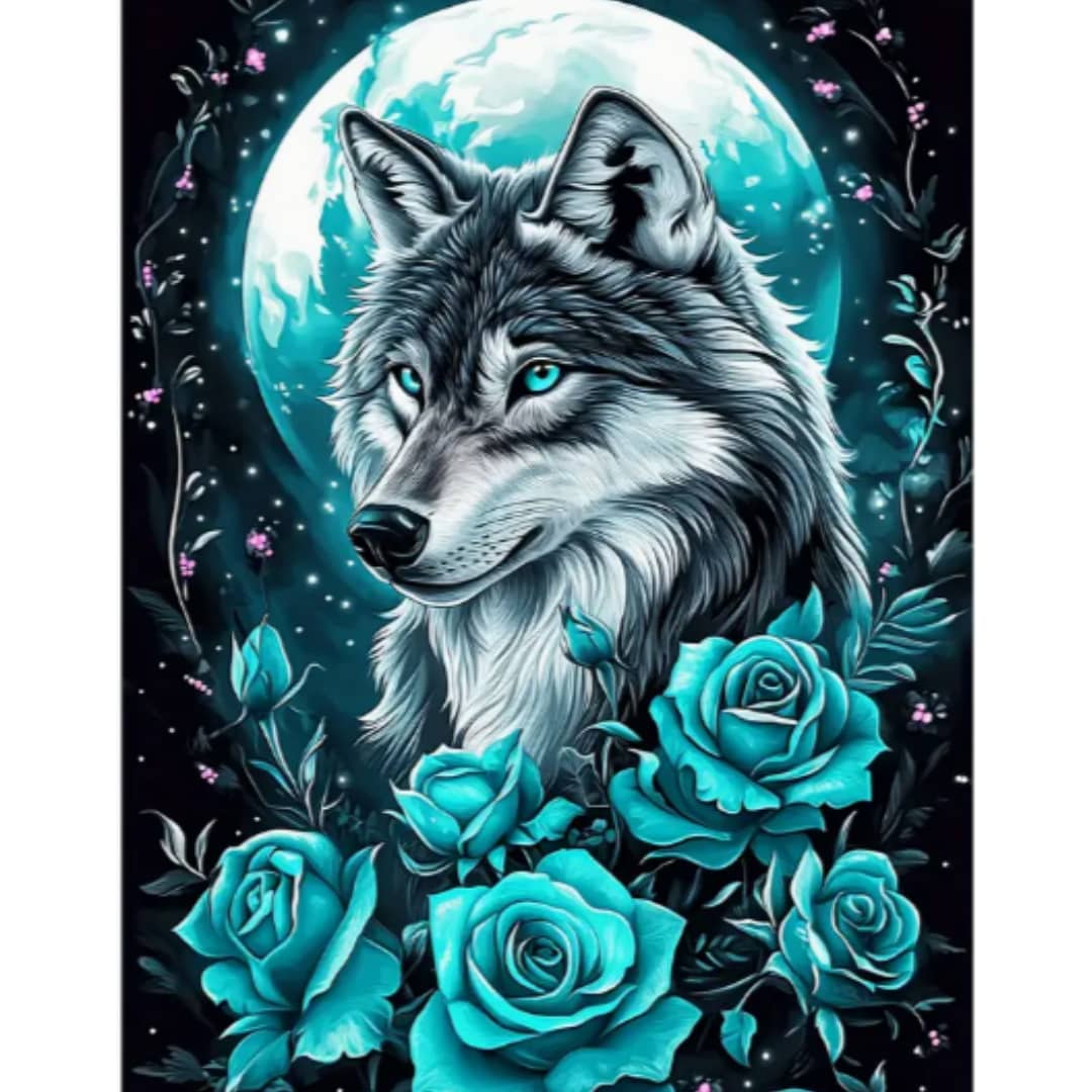 Loup lune roses bleues