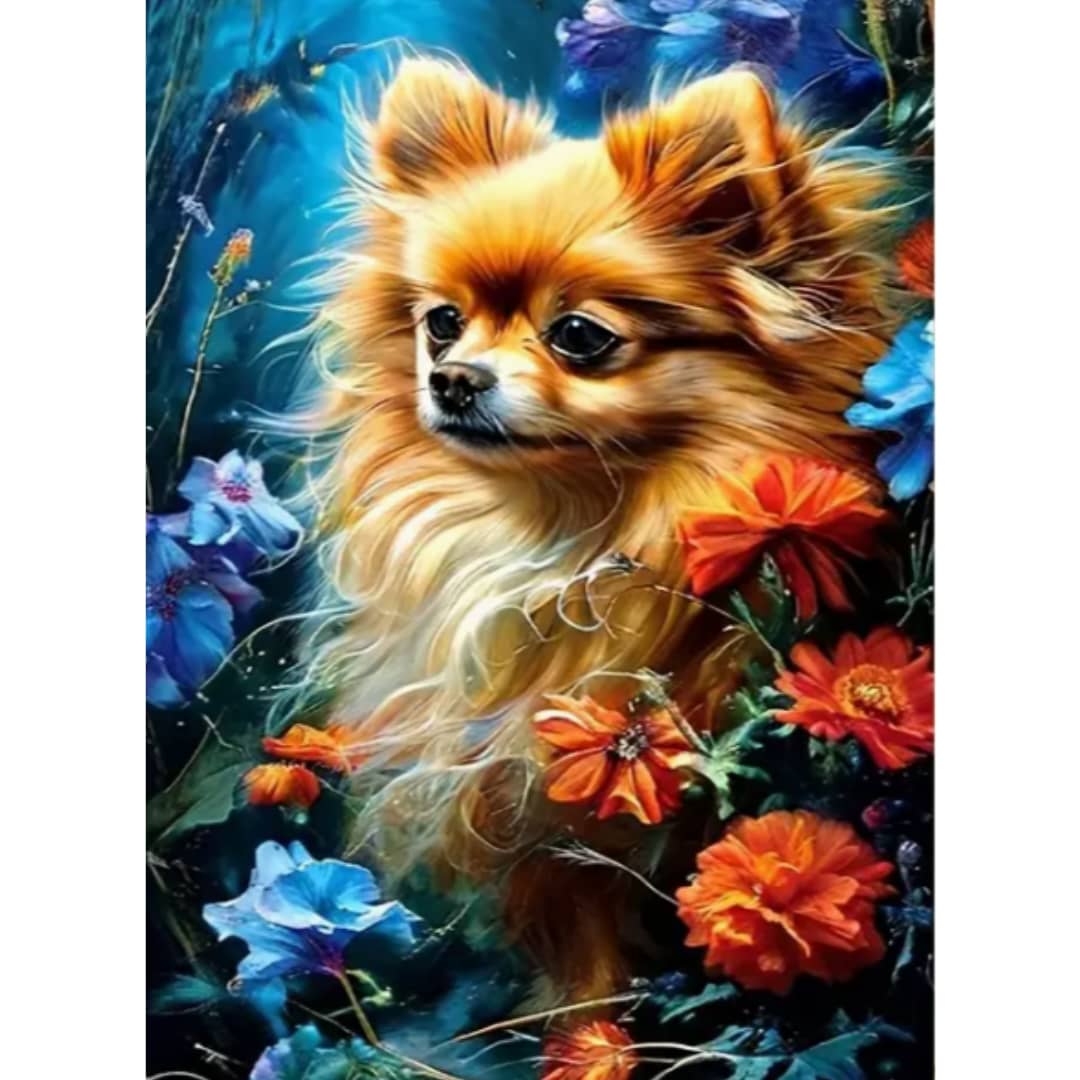 Joli chien fleuri