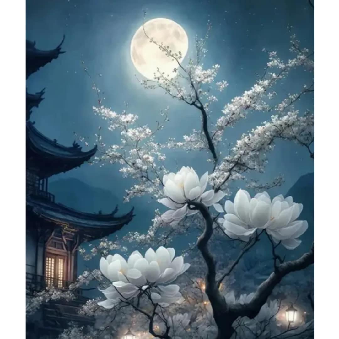 Pagode fleurie lune