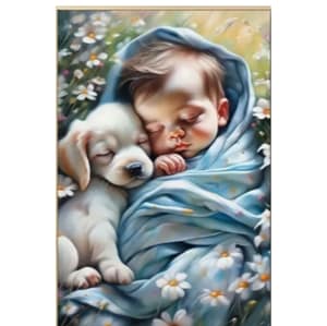 Bébé,chiot endormis