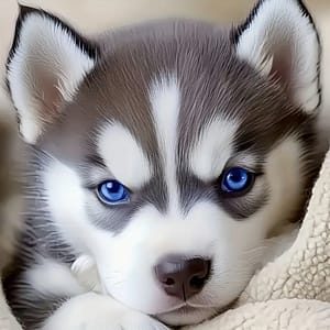 Tête chiot huskies