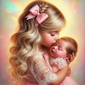 Fillette et bébé