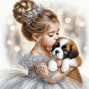 Fillette et chiot
