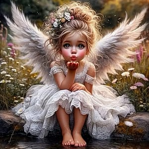 Fillette ange bisou