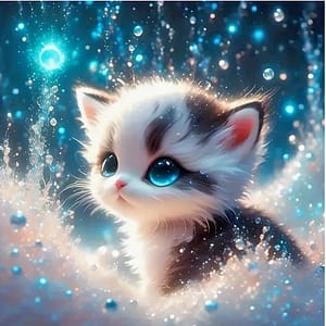 Chaton sous la neige