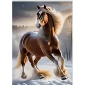 Cheval brun neige