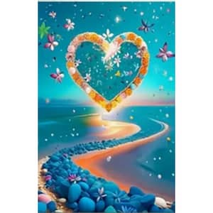 Coeur or galets bleus