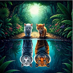 2 Chatons miroir tigres