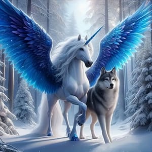 Loup et licorne