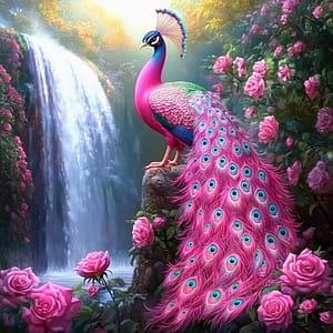 Paon rose cascade