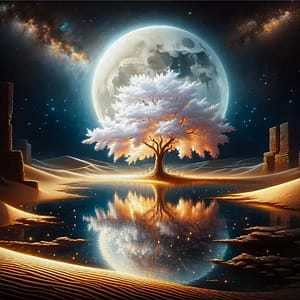 Arbre blanc désert nuit