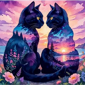 2 Chats crépuscule