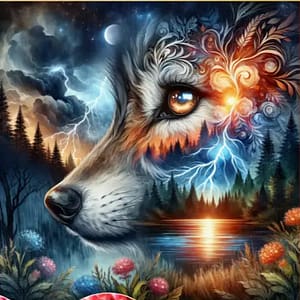 Profil loup crépuscule