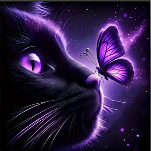 Chat papillon violet