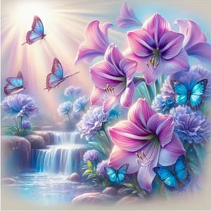 Fleurs papillons pastel