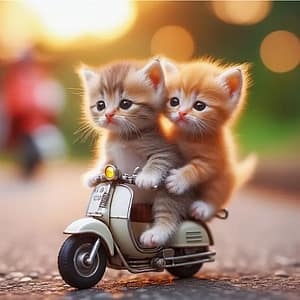 2 Chatons en scooter