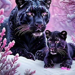 Panthères noires hiver