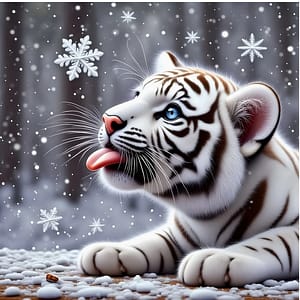 Jeune tigre blanc flocon