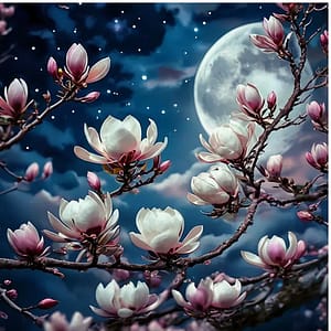 Magnolias et lune