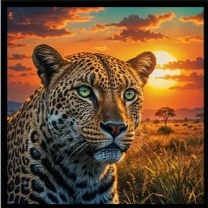 Léopard savane soir