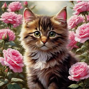 Chat dans fleurs