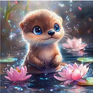Loutre et nénuphars