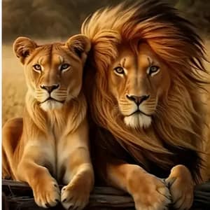 Couple lions soir