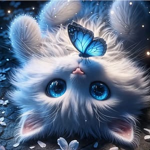 Chaton papillon bleu