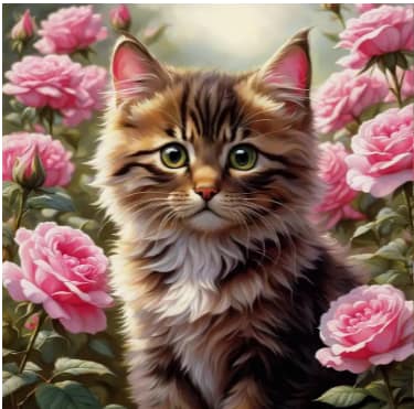 Chat dans fleurs