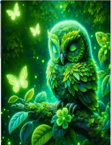 Hibou papillons verts