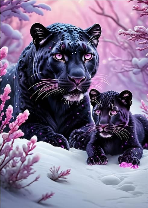 Panthères noires hiver