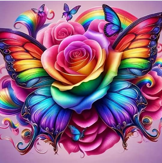 Rose papillon colorée