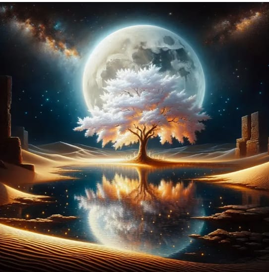 Arbre blanc désert nuit