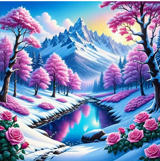 Montagne hiver roses