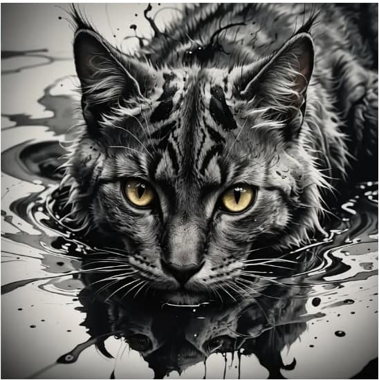 Chat tigré dans l'eau