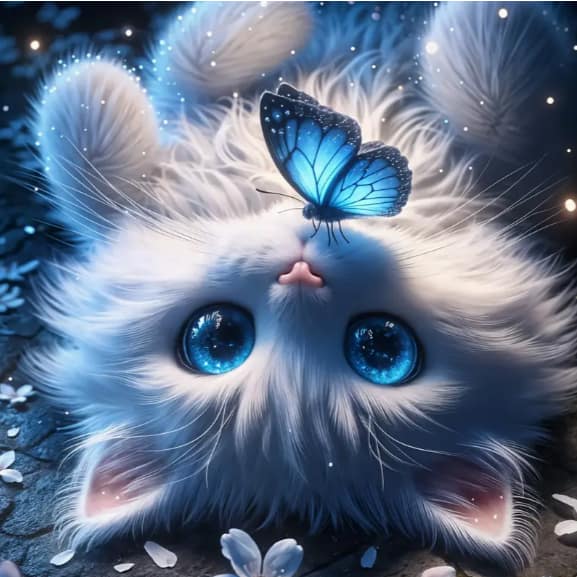 Chaton papillon bleu
