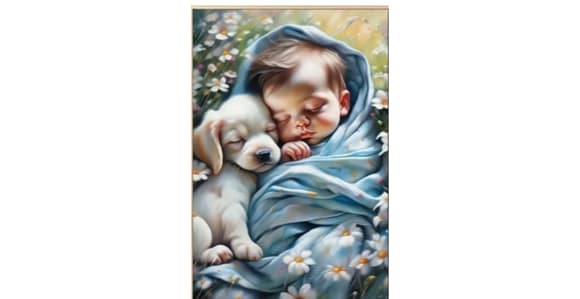 Bébé,chiot endormis