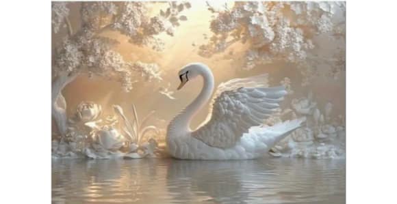 Cygne décor hivernal