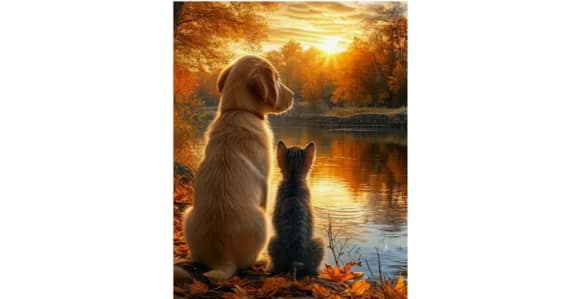 Chat et chien soir