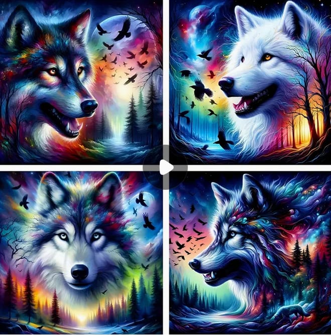 Têtes de loup nocturne