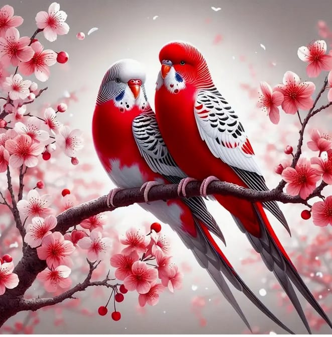 2 Perruches rouges