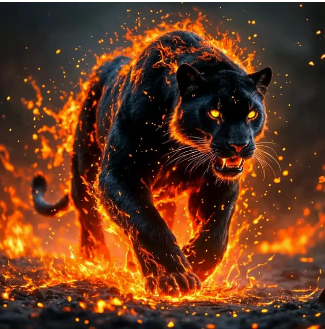 Panthère noire feu