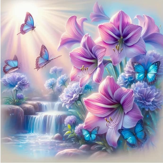 Fleurs papillons pastel