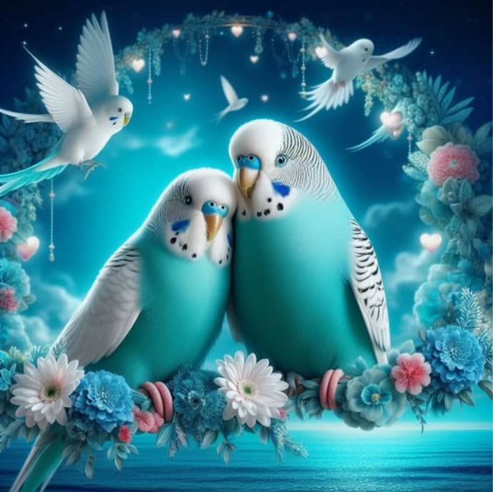 2 Perruches bleues