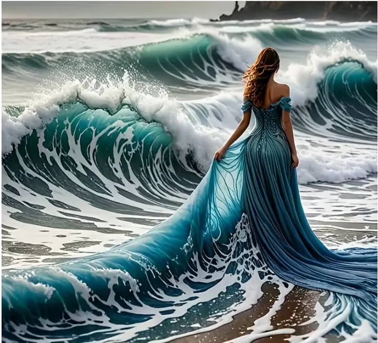 Silhouette robe de vagues