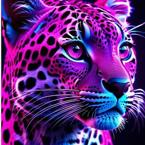 Tête léopard colorée